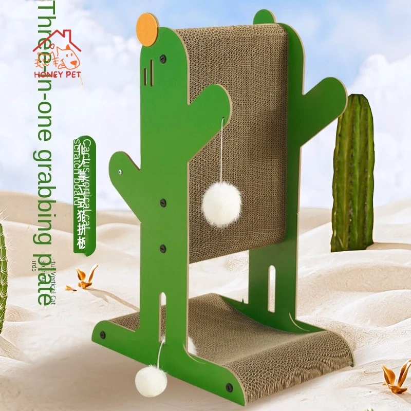 HONEY Pet Вертикальная Когтеточка для кошек Гофрированная бумага Кактус Большая