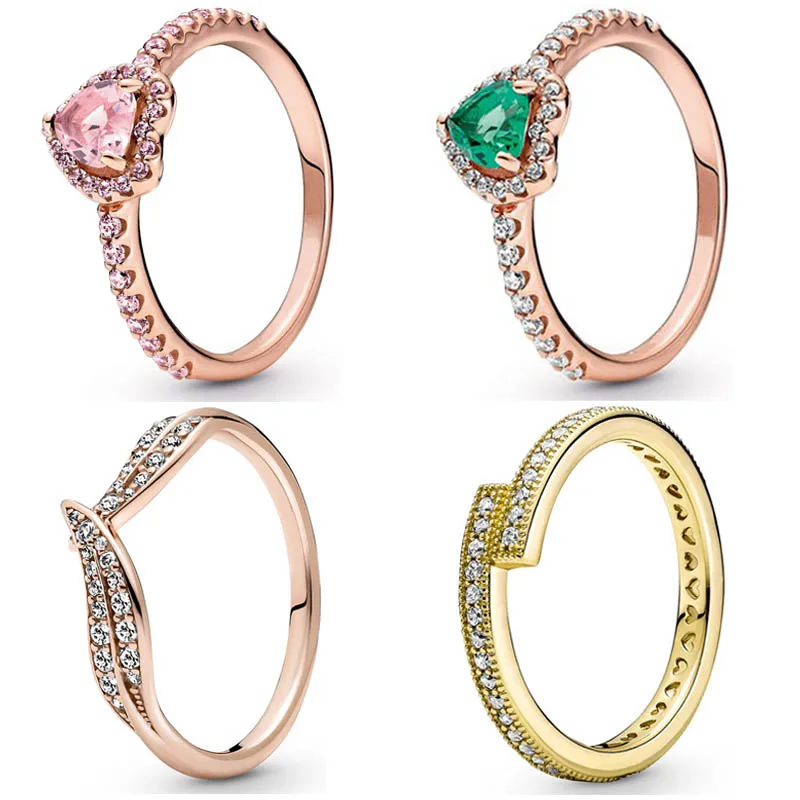 

Подлинное женское серебряное кольцо с искусственными листьями в форме сердца из розового золота, кольцо с кристаллами, ювелирные изделия