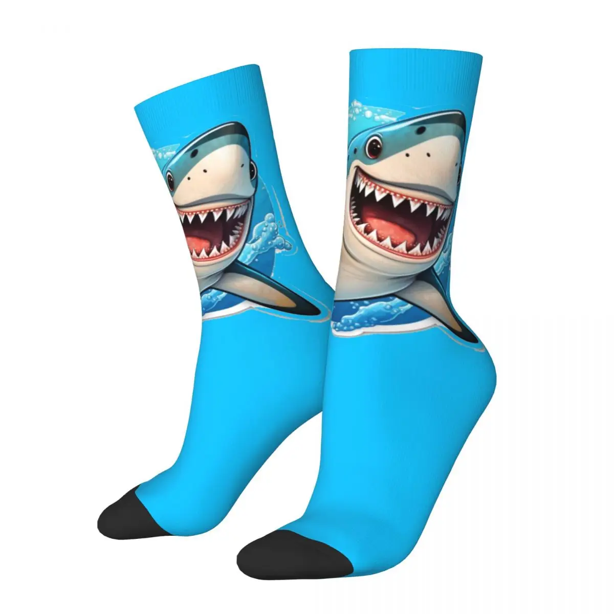 

Funny Happy Men's compression Socks Friendly Shark Retro Harajuku Benthos Hip Hop Novelty Seamless Crew Crazy Sock Gift Printed