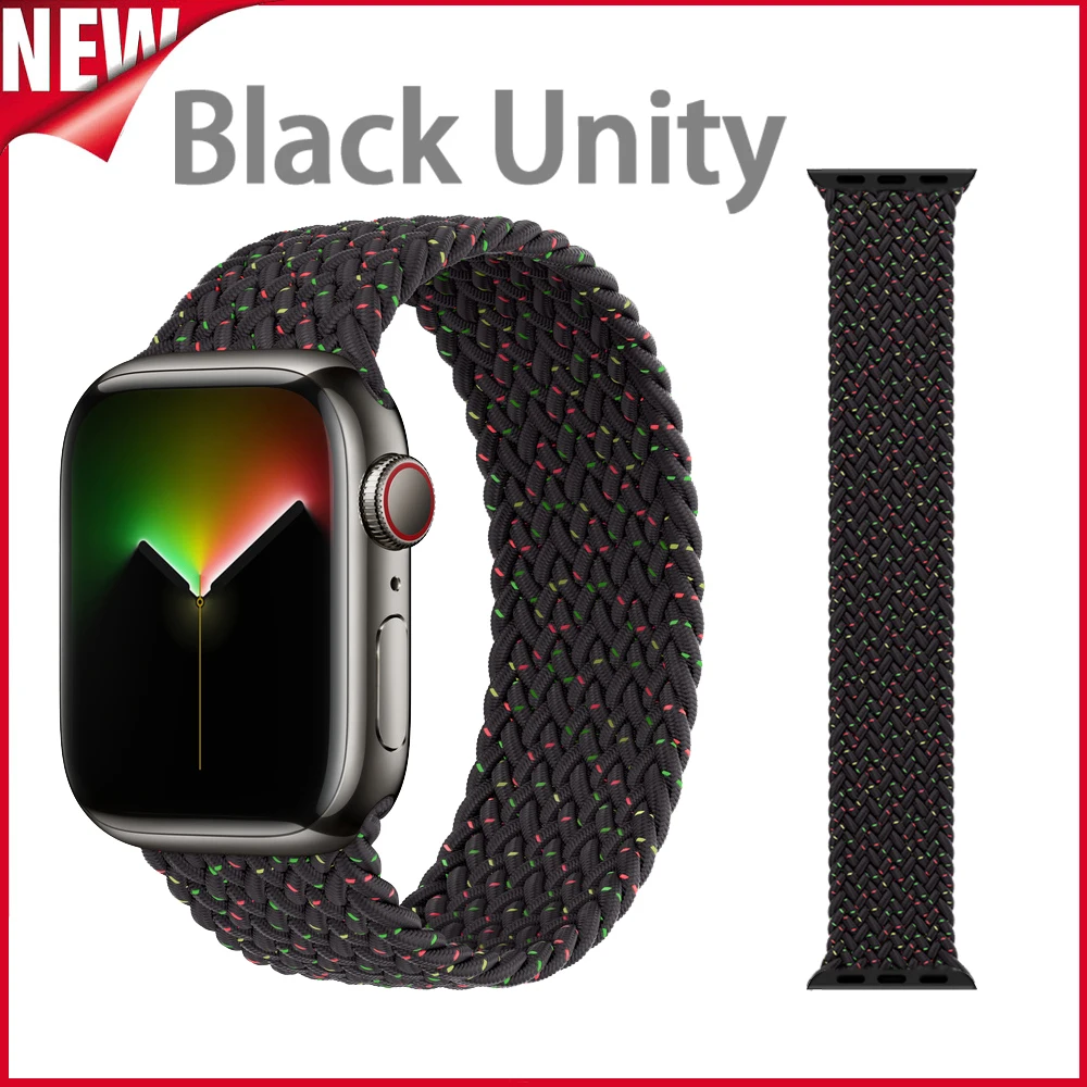 

Ремешок соло Плетеный для Apple watch band 40 мм 38 мм 42 мм 44 мм, нейлоновый браслет correa iWatch Series 3 4 5 SE 6 7 8 45 мм 41 мм