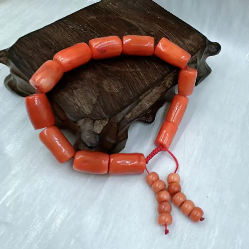 7-9 дюймов 10-12 мм Тибет Aka натуральная колонна оранжевый морской бамбук коралл