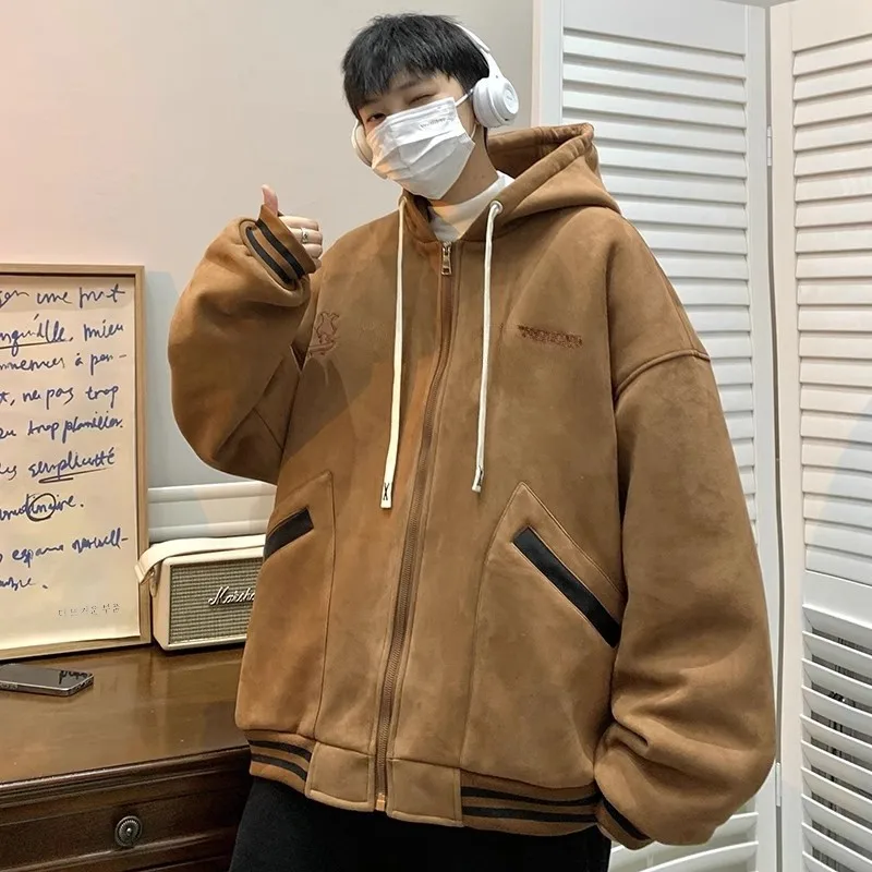 Осенняя новая корейская свободная толстовка с капюшоном для мужчин молодежная