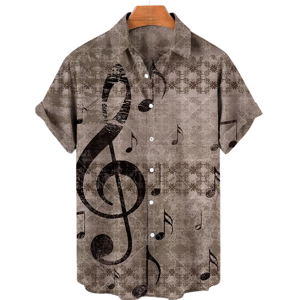 

2022 Short Sleeve Tropical Hawaiian Shirt Men's Hip Hop Rock Guitar 3D Print Loose Men's Shirt Plus Size 5XL