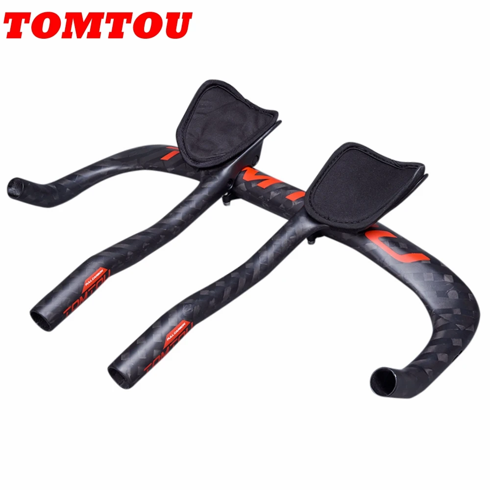 

TOMTOU Carbon Fiber Bike TT Triathlon Aero Bar rest Handlebar Aerobar Bicycle Raod MTB Handlebar Parts 380/400/420/440/460mm