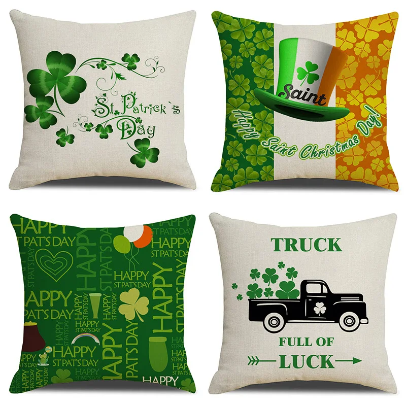 

St. Patrick's Day Pillowcase European Style Car Sofa Bed Cushion Pillow Nordic Pillow Covers Decorative Cushion Cover Linen Car