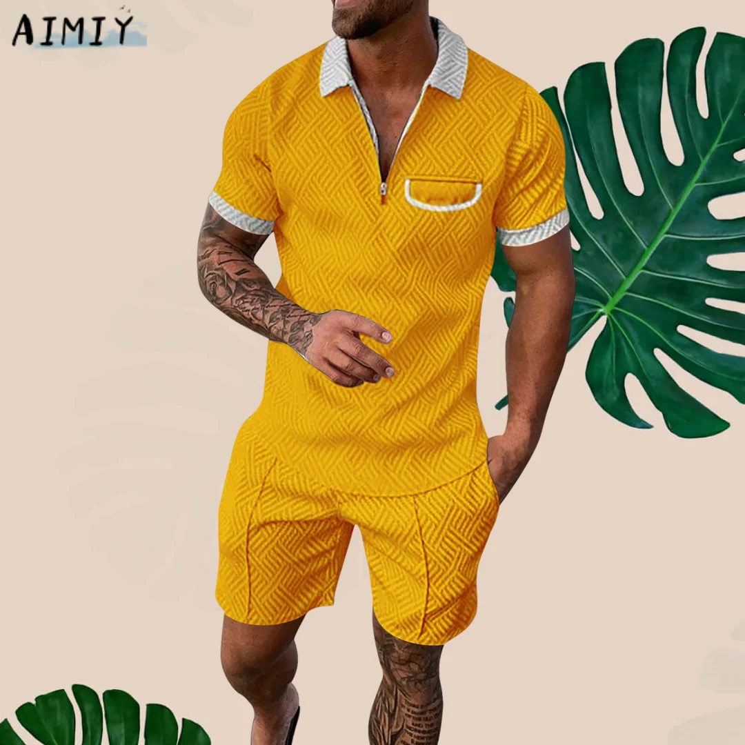 Tracksuit Clothing Men's T-Shirt Suit Summer Fashion Luxury Printed Men's Polo Shirt Short Sleeve And Shorts 2-Piece Street Set
