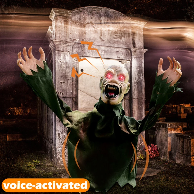 

Halloween Horror Swing Ghost eyes glow With Voice Control Scary Props Home Outdoor Garden Decoration haunted house Props