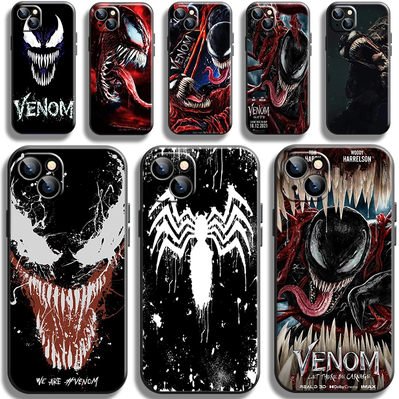 

Marvel Venom Logo Phone Case For iPhone 13 12 Pro Max Mini 11 Pro X XR XS Max 6 6S 7 8 Plus Se2 Cases Black Liquid Silicon