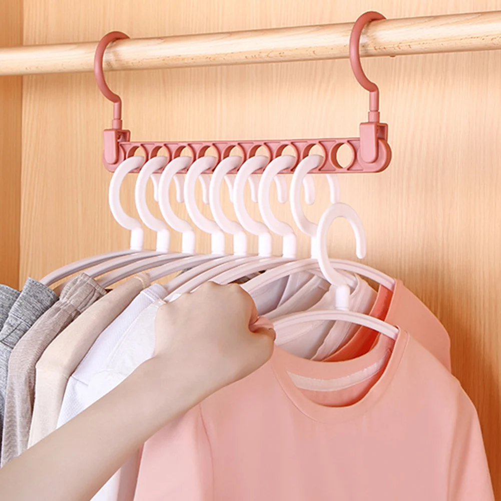 

9-Hole Hanger Multi-Functional Wardrobe Storage Rack Magic Hanger Nine-Hole Balcony Drying Rack Storage Artifact Foldable