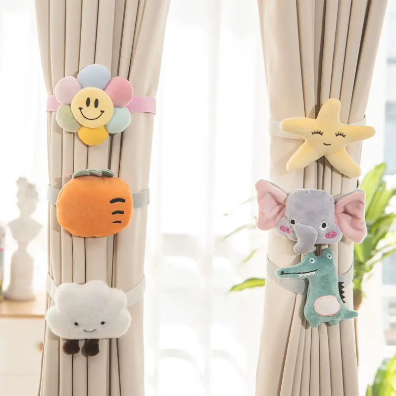 2 Pcs/Set Cartoon Curtain Tieback Curtain Clip Holders Kawaii Tieback Buckle Clips Tie Back Curtain Accessories Home Decor