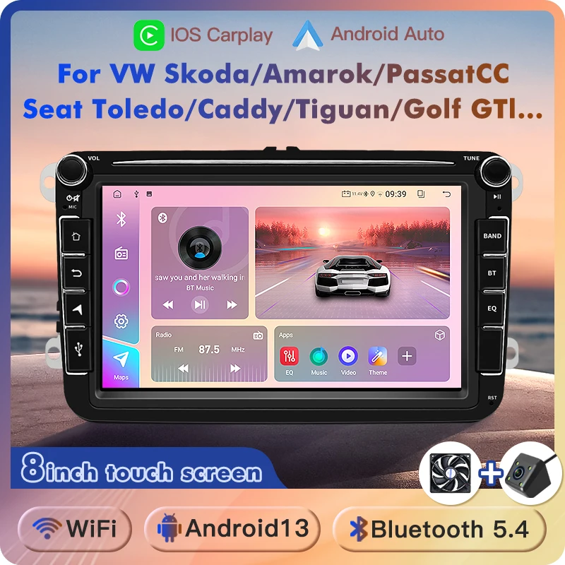 Автомагнитола для VW Volkswagen мультимедийный плеер на Android 13 с 8 "экраном GPS
