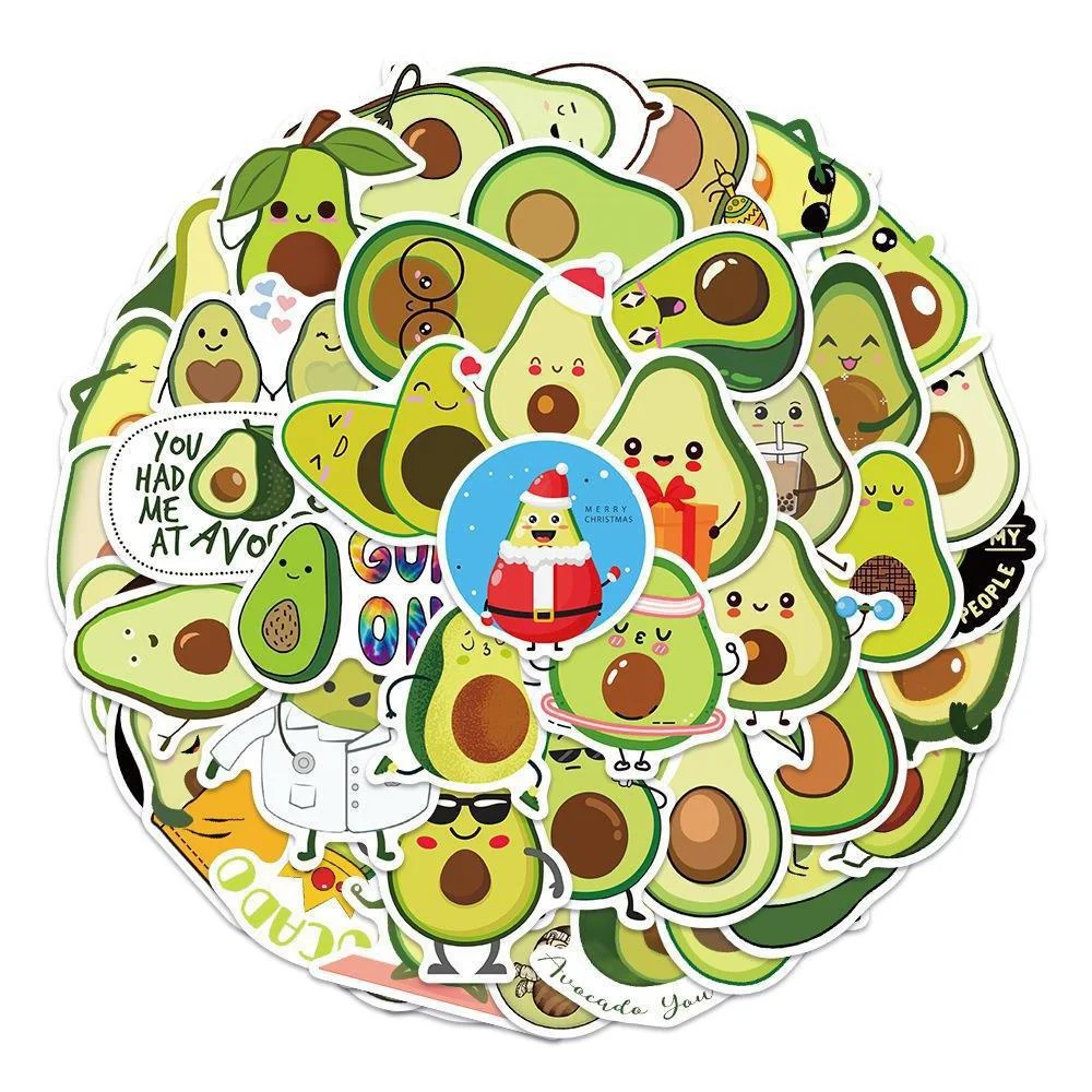 

10/30/50PCS Cartoon Cute Avocado Graffiti Waterproof Sticker Personality Creative Trend Decoration Refrigerator Helmet Wholesale
