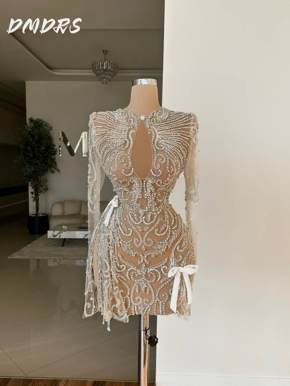 Роскошное платье для выпускного вечера ручной работы с бисером 2025 сексуальное