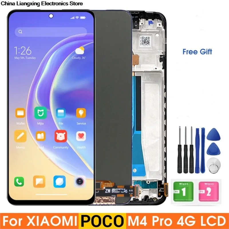 

Substituição da tela Super AMOLED para Xiaomi Poco M4 Pro, Display LCD, Tela de Toque Digital, MZB0B5VIN, 2201117PI, 6,43 em