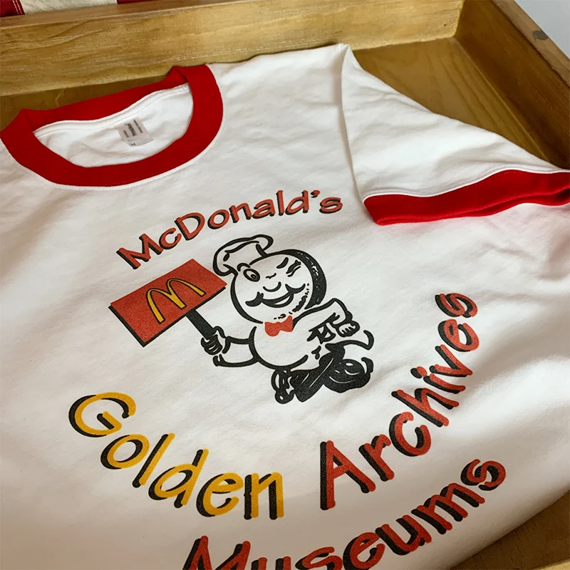 

Футболка унисекс в американском стиле ретро с мультяшным принтом, свободные хлопковые топы с коротким рукавом, Смешная майка с кольцом, лет...