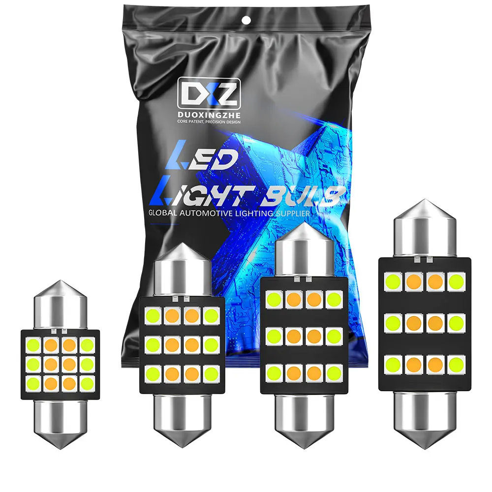 

DXZ 2Pcs C5W LED Bulbs Canbus 12SMD 12V C10W Festoon 31MM 36MM 39MM 41MM Car Interior Map Dome Reading Parking Lights Auto Lamp
