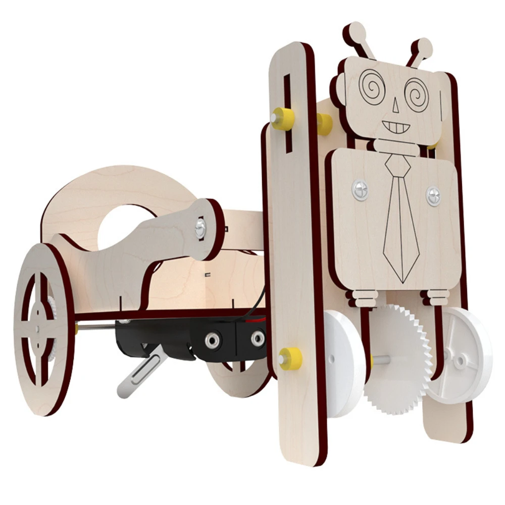 

DIY робот Тянущая тележка деревянная Строительная конструкция строительные блоки модели обучение Sience эксперимент рикша