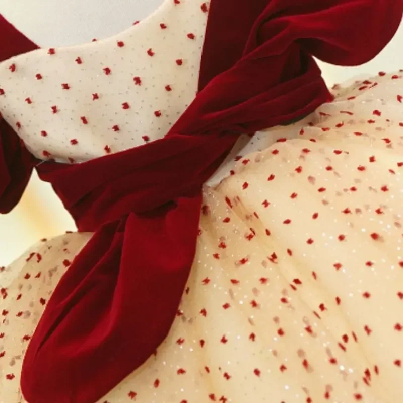 Модное детское бархатное платье-пачка для девочек платье с пышными рукавами