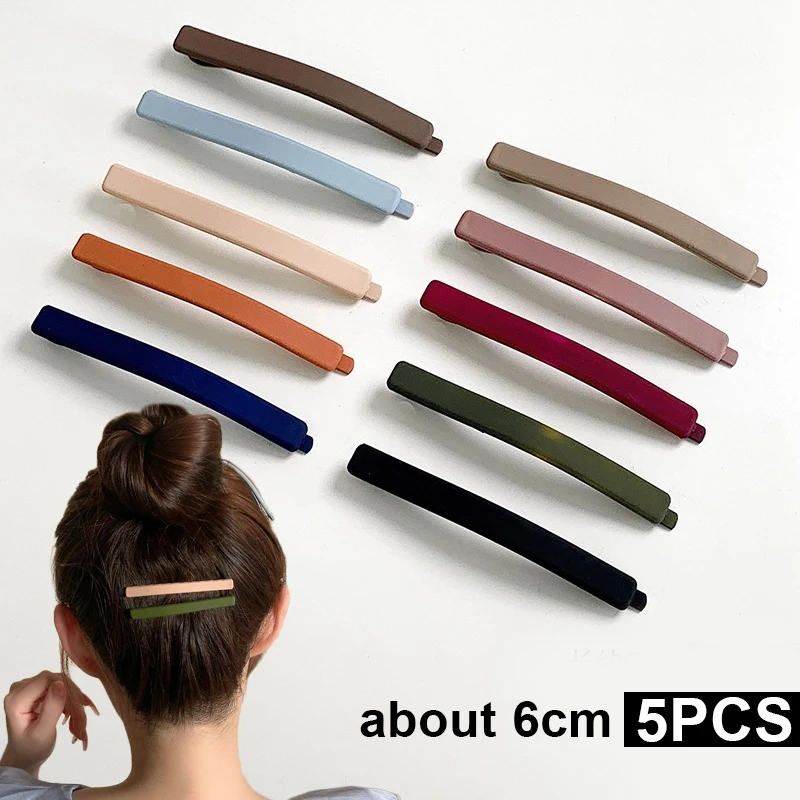 

5pcs Simple Solid hair clips frosted Bangs Korean Women Girls Barrettes 11cm hair crispy Hair Grip hairpin hair Clip accessories