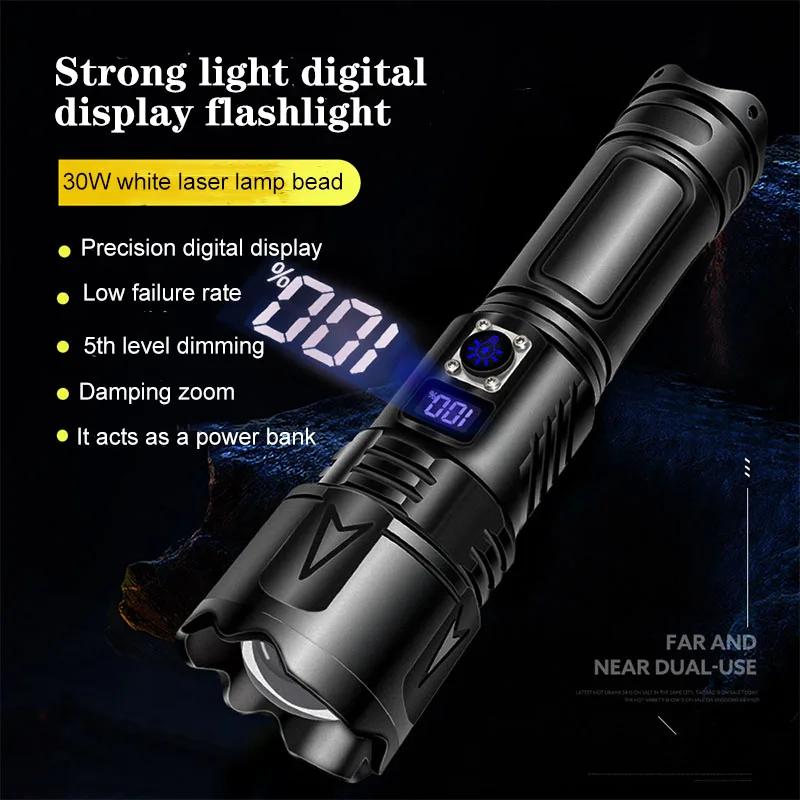 

Flashlight Battery Super Powerful High Rechargeable Power Bank Torch Light Indestructible Camping Lantern Outdoor Lights