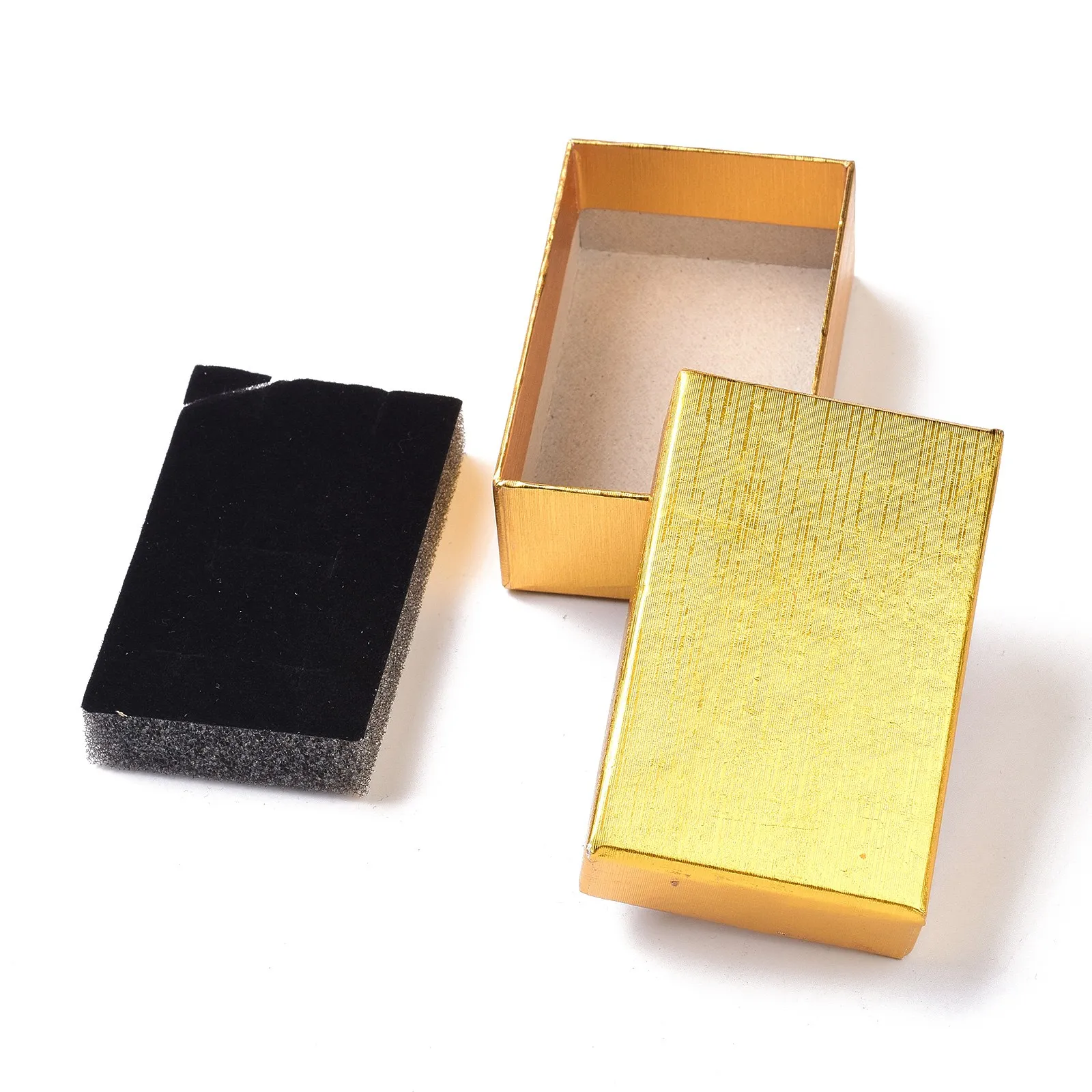 32pcs Gold Silver Color Rectangle Cardboard Box Texturing Jewelry Sponge Box for Earrings Necklace DIY Gifts Packing 8.3x5.3x3cm