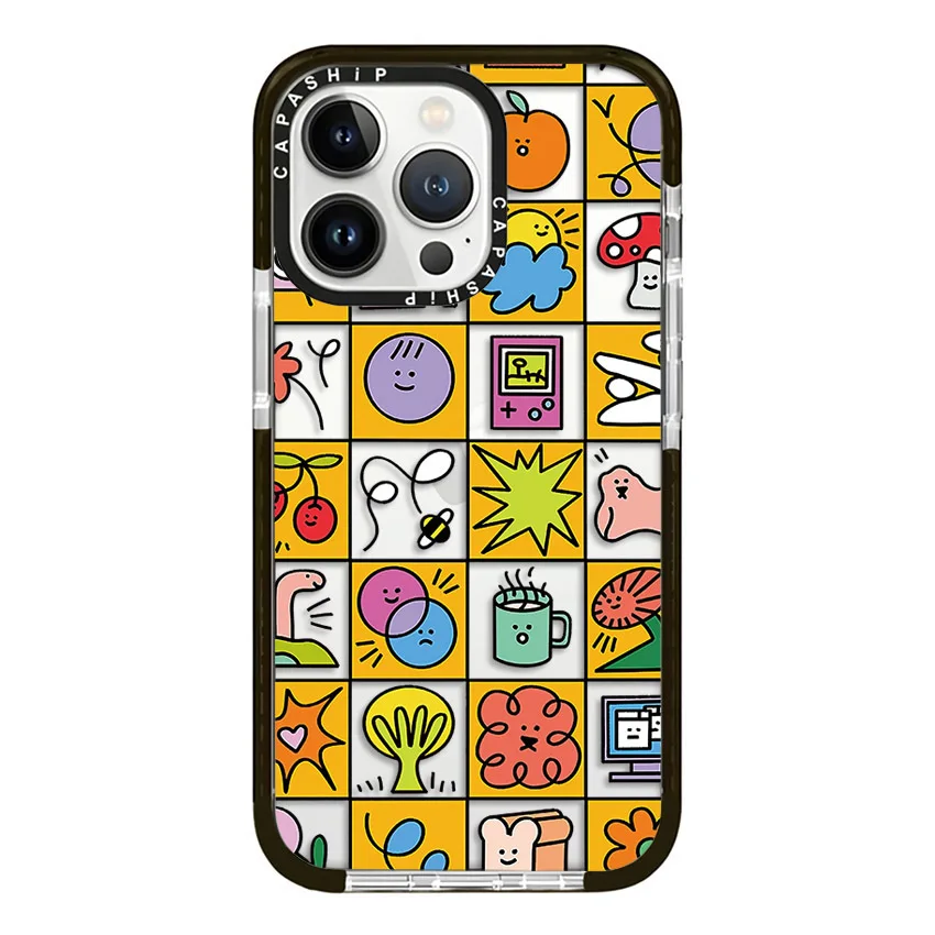 Полноэкранный цветной мультяшный чехол с наклейками для iPhone 15 14 13 12 11 Pro X XS XR Max 7 8