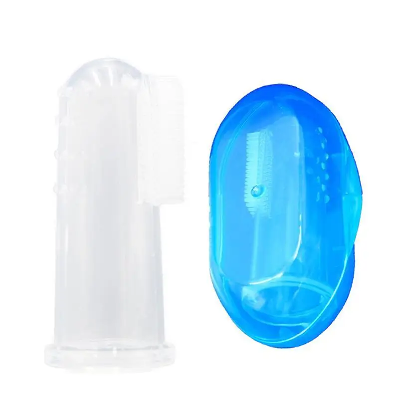 

Pet Finger Toothbrush Baby Teeth Brush Teeth Clear Care Tool Soft Silicone Tooth Brush Cleaning Baby Brush with Box