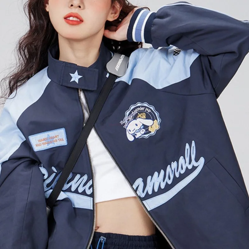 

Hot Anime Sanrio Kawaii Cinnamoroll Loose Jacket Biker Punching Coat Cartoon Female Winter Windproof Clothes Cosplay Couple Gift