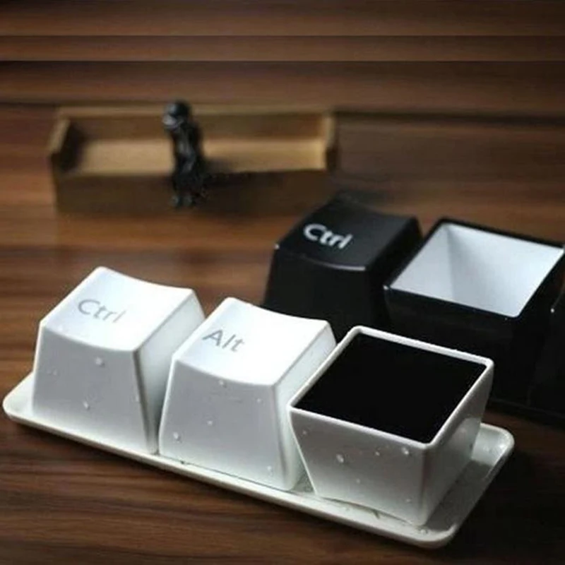 3 Pcs Set Creative Keyboard Tea Cup Office Coffee Cups Black Color Ctrl Del Alt Keys Mugs Promotion Gifts Trade Shows Wedding |