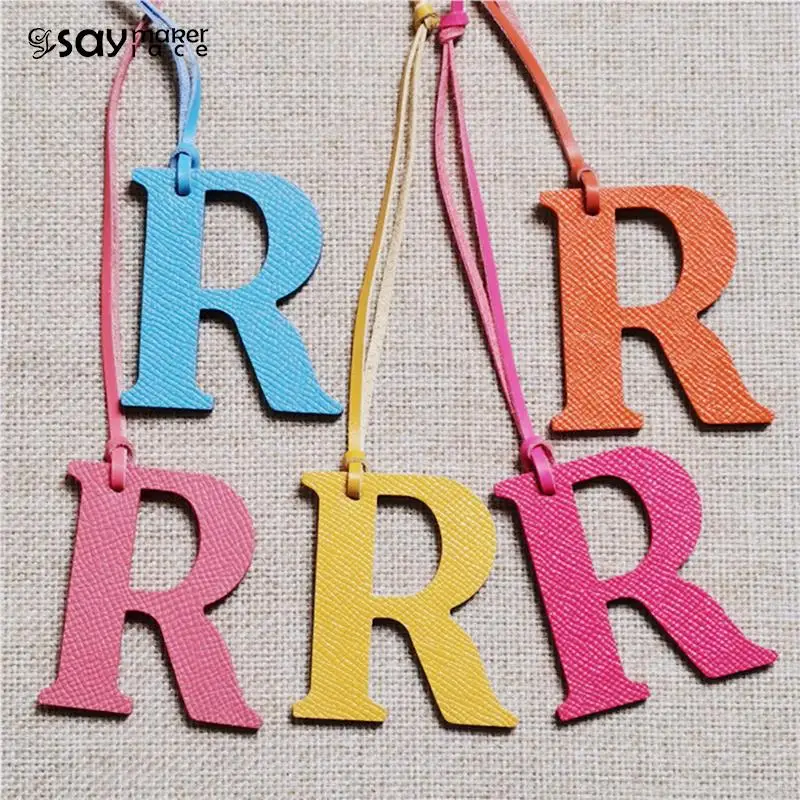 

1PCS Letter R Keychain Leather Initial Pendant Keyring Women Backpack Pendant For Bags Accessories Birthday Gifts