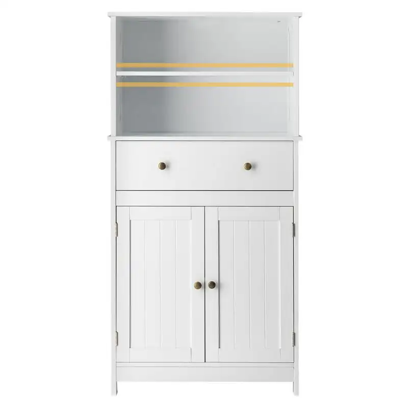 

Bathroom Floor Cabinet Storage Organizer with Large Drawer, 2 Doors Cupboard & Adjustable Shelves for Kitchen Living Room Home