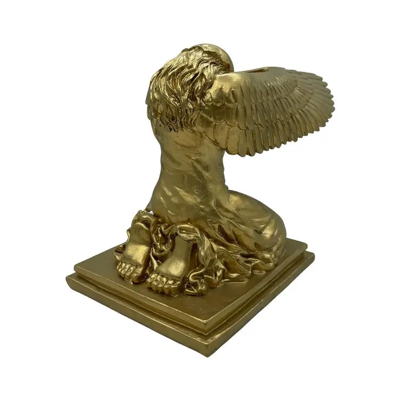 

Gold Finish Ark Angel Statue Decorative Kneeling Angel Sculpture For Desktop Home Garden Ornament Adorable Angel Sculpture