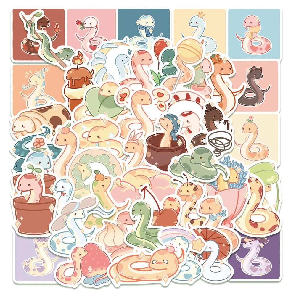 

10/30/50PCS Cartoon Cute Snake Trend Creative Graffiti Sticker Bike Skateboard Car Helmet Laptop Computer Wholesale