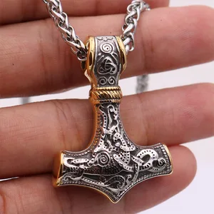 Hot Sale Vintage Viking Celtic Thor Hammer Necklace Amulet Silver Color Pendant Men's Viking Jewelry in India