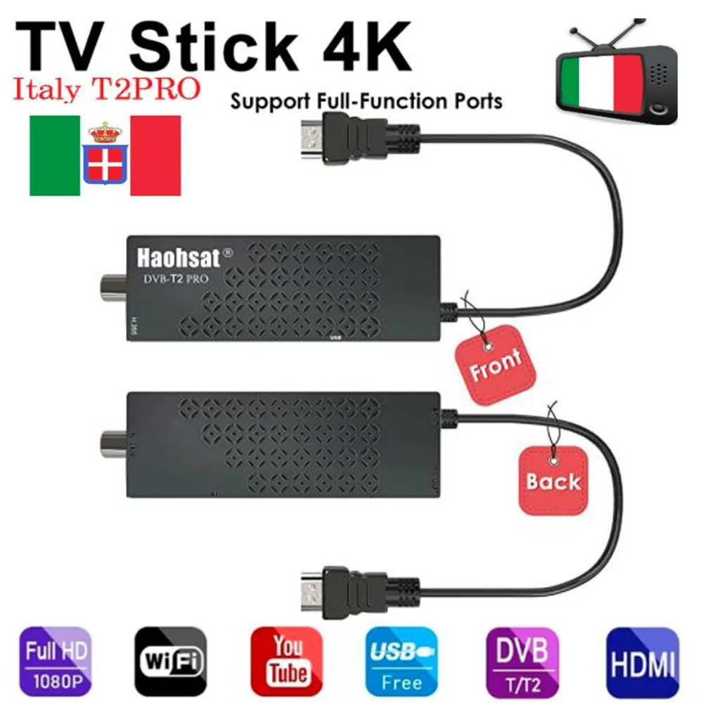

Haohsat DVB-T2mini Digital Italy TV Stick 4K T2 Italy Russia USB WIFI Full HD1080P TV Stick Hevc 10Bit H.265 Funda Fire TV Stick
