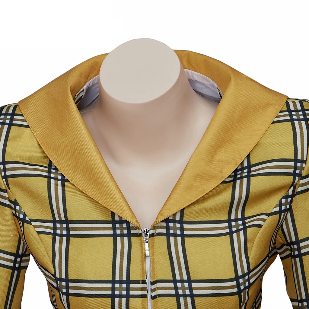 Cosplaydiy Movie Clueless Cher Cosplay Costume Horowitz Dress School Uniform Yellow Plaid Girl Outfit Crop Top Skirt Suit Outfit images - 6