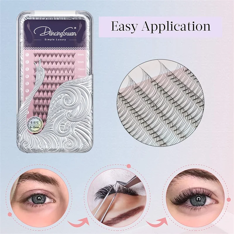 

DANCINGSWAN 10 коробок в упаковке, автоматическое цветение W-образной формы, 3D 4D 5D 6D, готовые веера для наращивания ресниц, натуральный мягкий свет