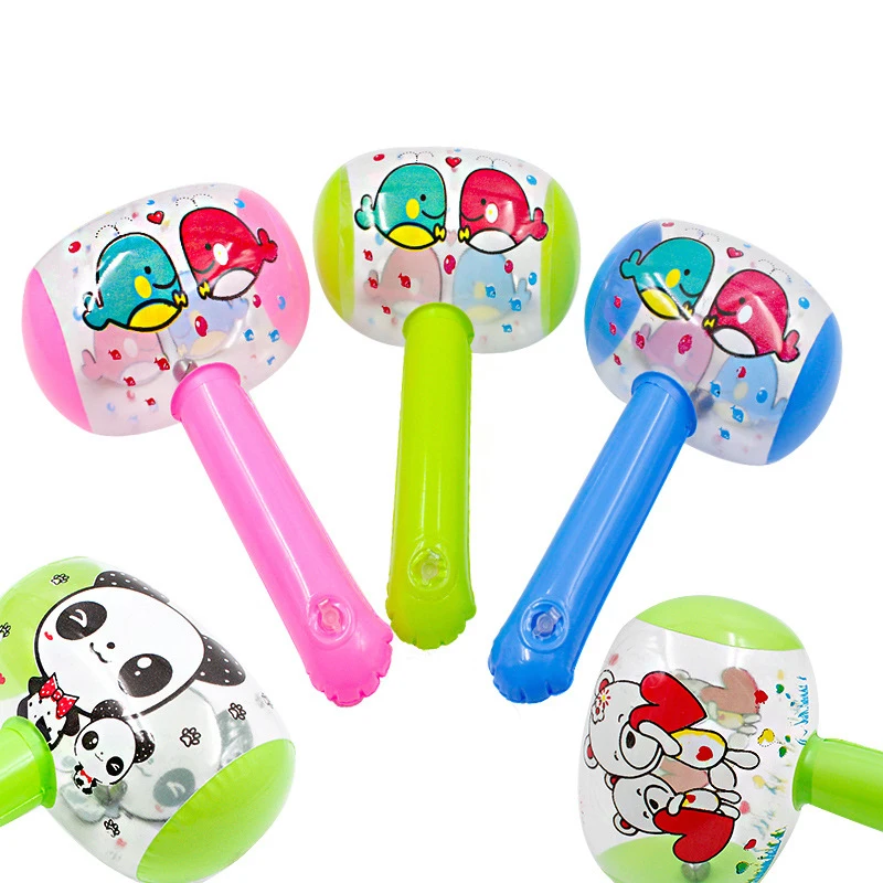 

Random 1pc PVC Cute Cheerful Children Inflatable Air Hammers With Bell Nice Gift for Kids Cute Cartoon Blow Up Hammer Toys