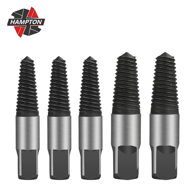 

HAMPTON Steel Broken Speed Out Damaged Screw Extractor Drill Bit Guide Set Broken Bolt Remover Easy Out for Metal Tool Drill Bit