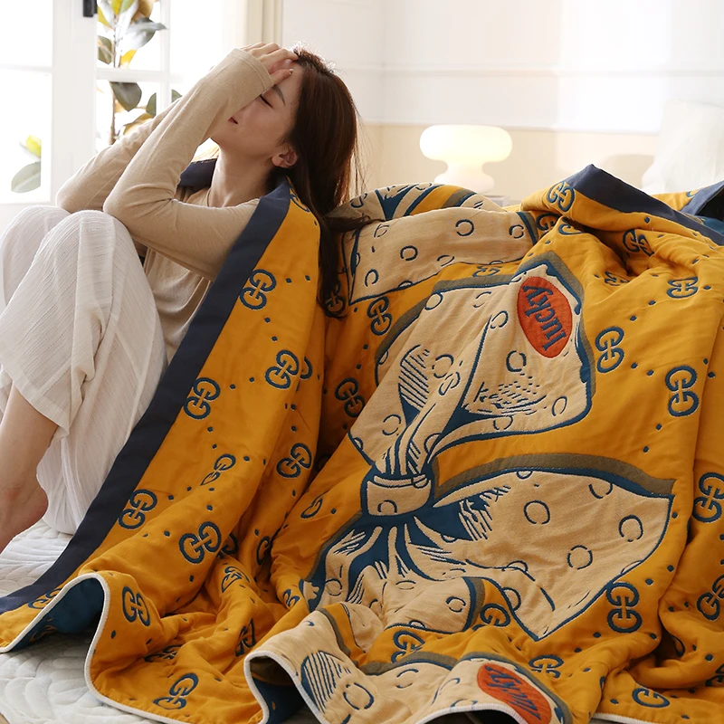 Утолщенное десять слоев марлевого полотенца одеяло хлопок лето-осень кровать