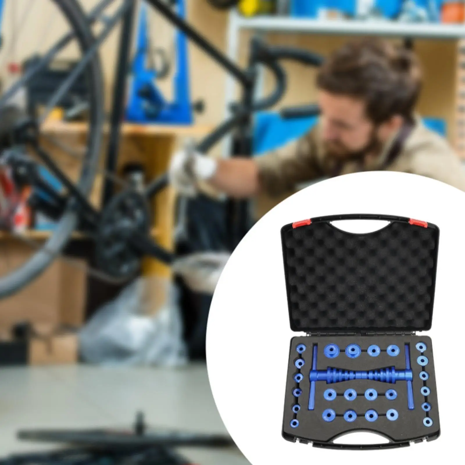 Набор для установки оси велосипеда синего цвета