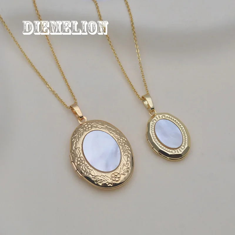 Винтажное 18-каратное позолоченное ожерелье из натуральной швабры овального