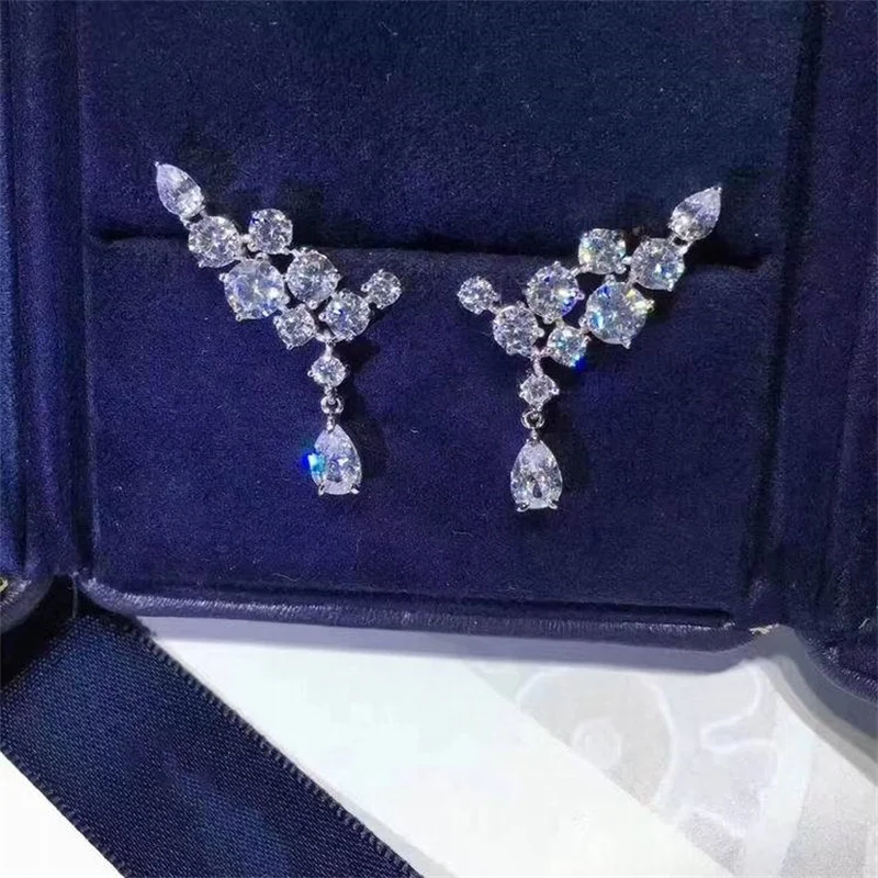 

New High-grade and Versatile Water Drop Earrings Women's Dinner Dress Accessories Fashion and Luxury Zircon Wedding Earrings
