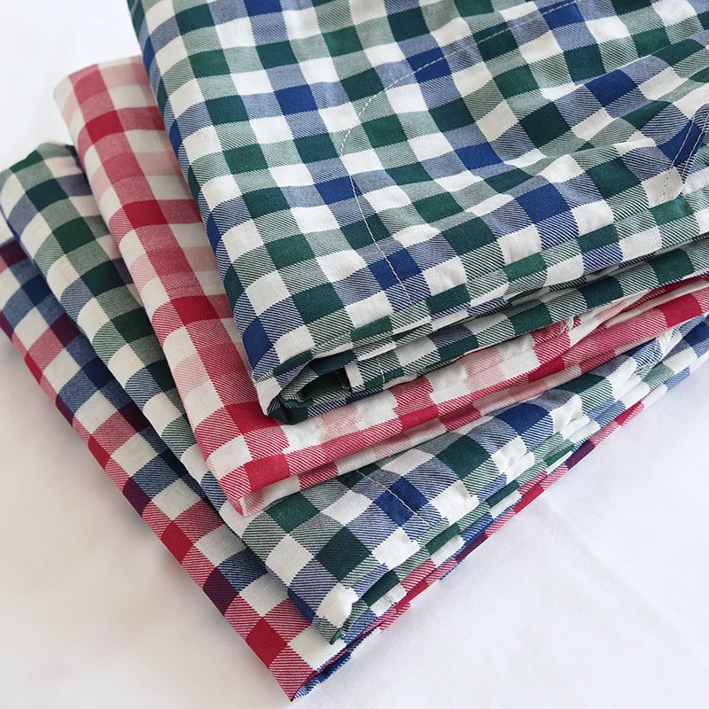 Fdfklak Couple Pajamas Trousers Cotton Gauze Spring Autumn Summer Thin Plaid Home Pants Loose Sleepwear Women And Men Pant