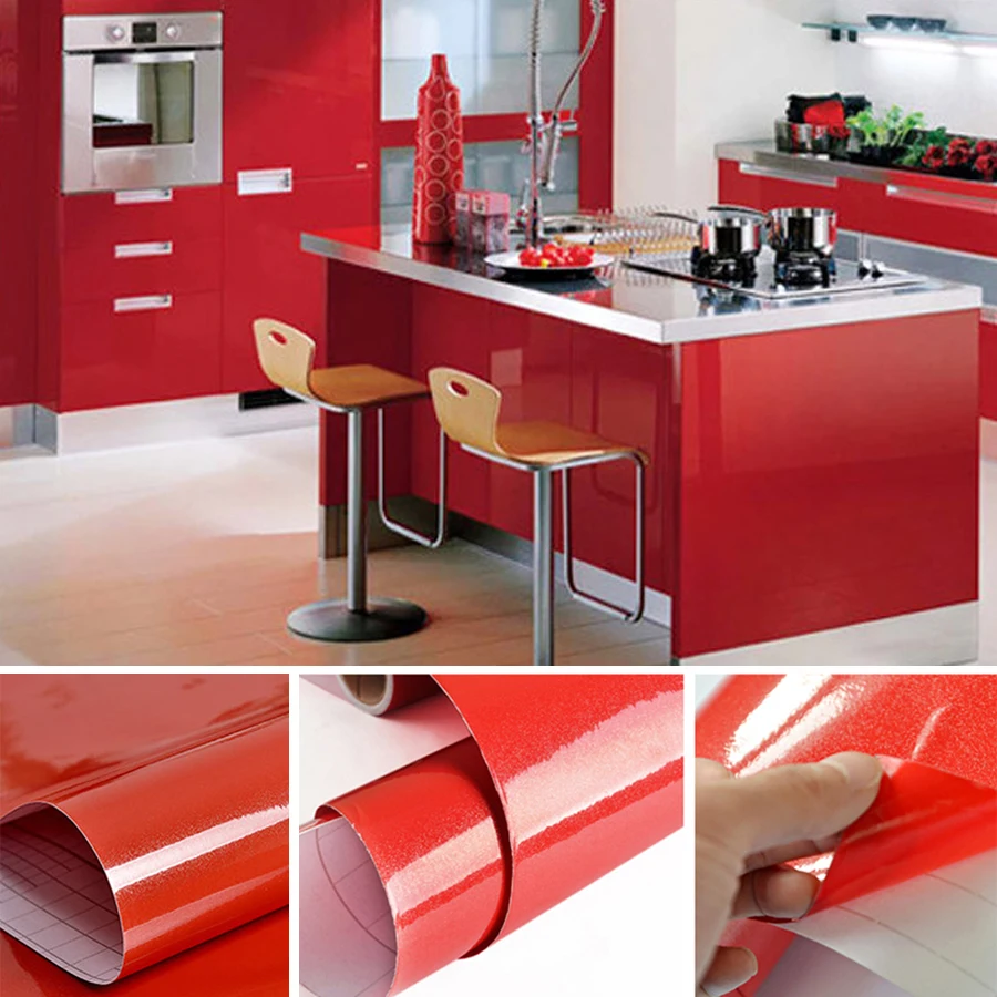 

Wokhome Solid Color Pearly Vinyl Wallpaper Self Adhesive Waterproof Oil Proof Sticker Furniture Renovation Stickers Kitchen