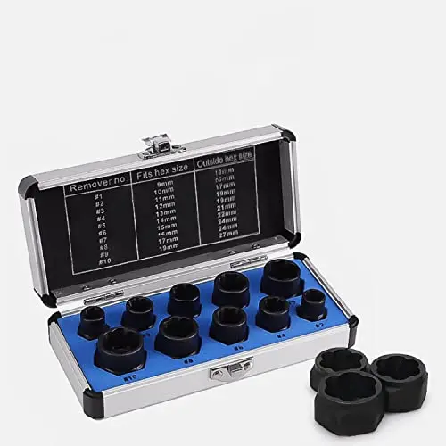 10 Piece Screw Remover Tool Kit with Hard Storage Case for Removing Damaged, Rusty Screws (Height Set)