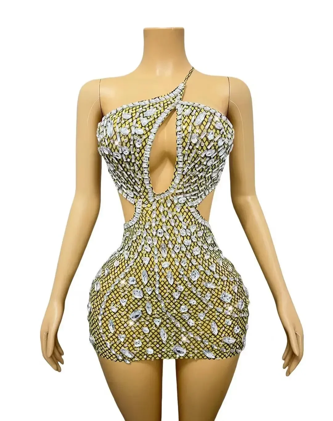 Блестящая сексуальная мини-юбка со стразами и открытой спиной клубный