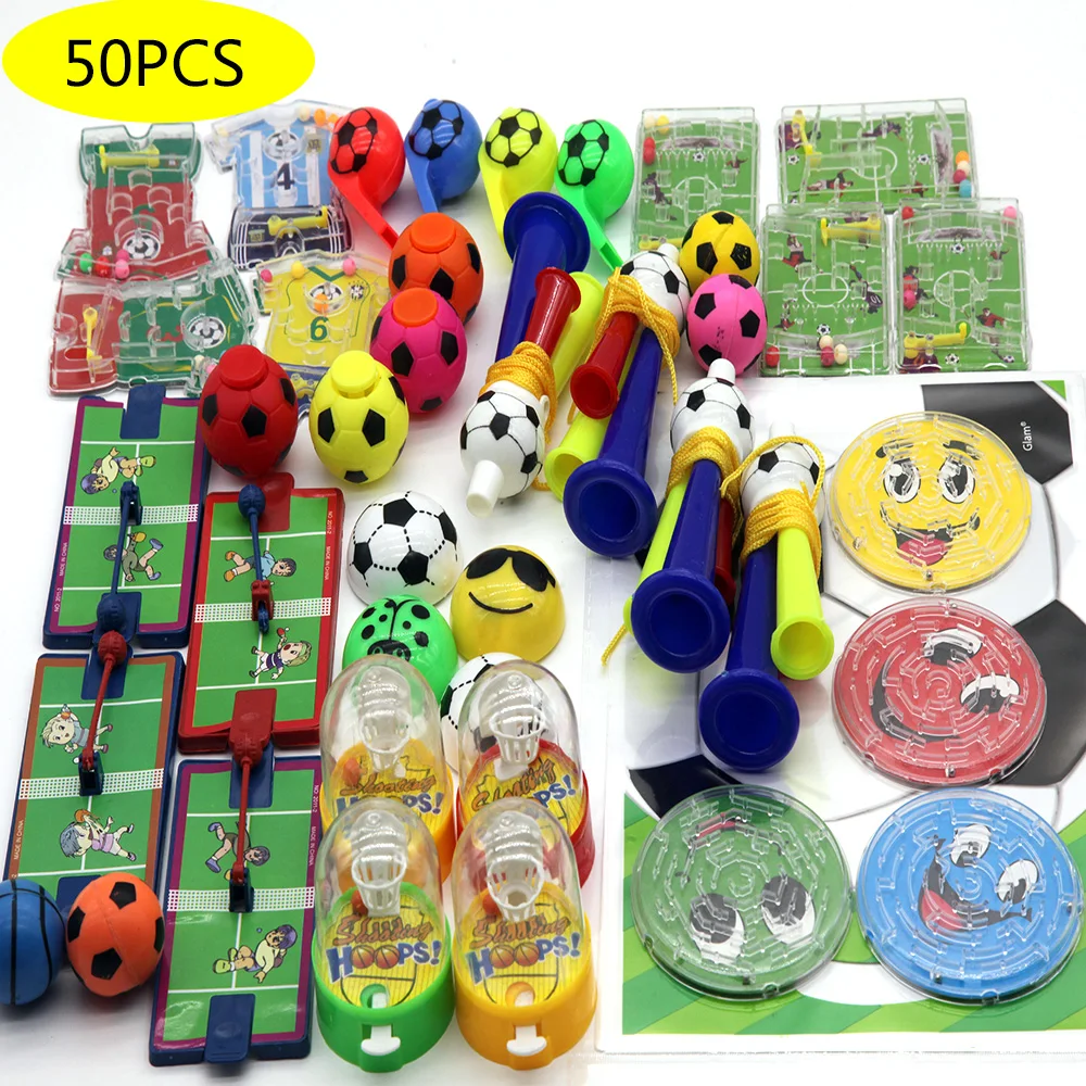 50 piezas de recuerdo de fiesta para niños, cumpleaños con temática de fútbol, bolsas de caramelos para niños y niñas, escuela, premios de carnaval, juguetes de relleno de Piñata