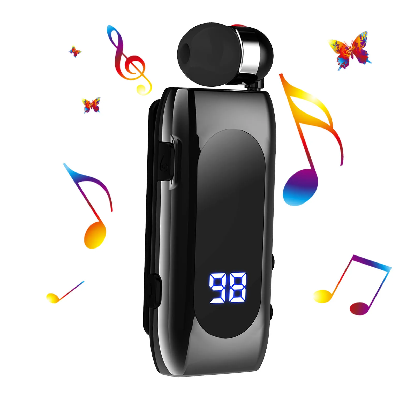 

Беспроводные bluetooth наушники K55, выдвижная гарнитура, стерео напоминание, спортивная одежда для бега, гарнитура с зажимом для телефона, наушн...