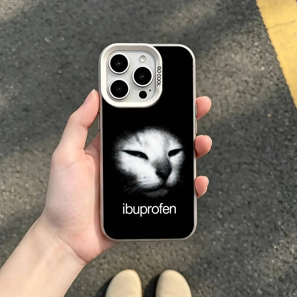 Фото I-Ibuprofen Cat White Matte Large Lens Frame Cover для iPhone 12 11 14 13 17 16 15 Pro Max Mini Plus E №3